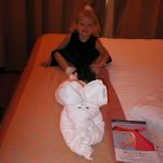 Kaylin... coming back to our room to find our towel animal.