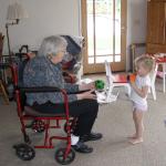 Kaylin & Great Gma playing Ball