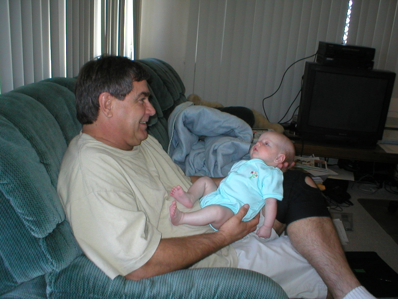 Kaylin with Grandpa Montgomery at his house.