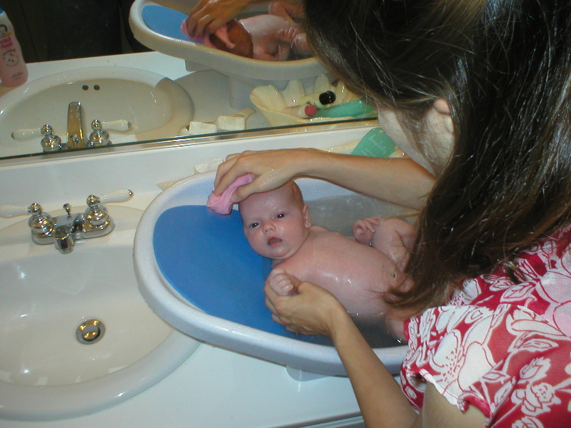 Kaylin's First Bath, 3 Weeks Old