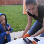 Carving Kaylin's little pumpkin