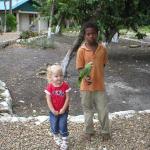 Belize - Altun Ha Mayan Ruins - Kaylin & a local kid with a parrot