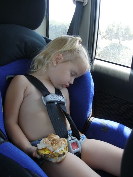 Passed out after a long 4th of July Weekend, hamburger in hand.