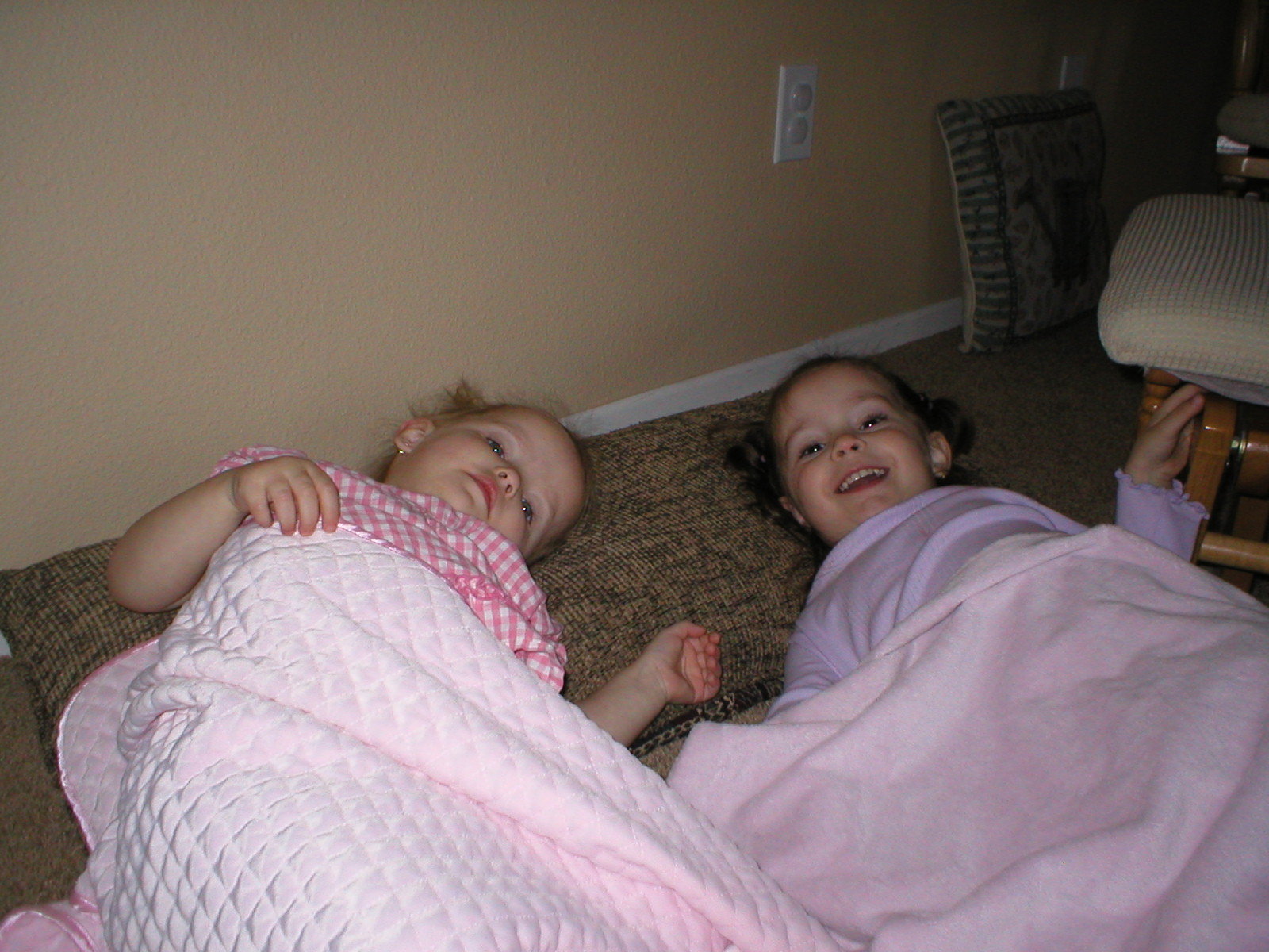 Kaylin & Paige pretending to sleep