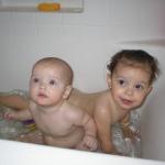 Kaylin & Paige in the tub.