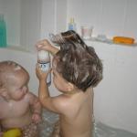 Soaping the Baby's Hair.