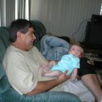 Kaylin with Grandpa Montgomery at his house.