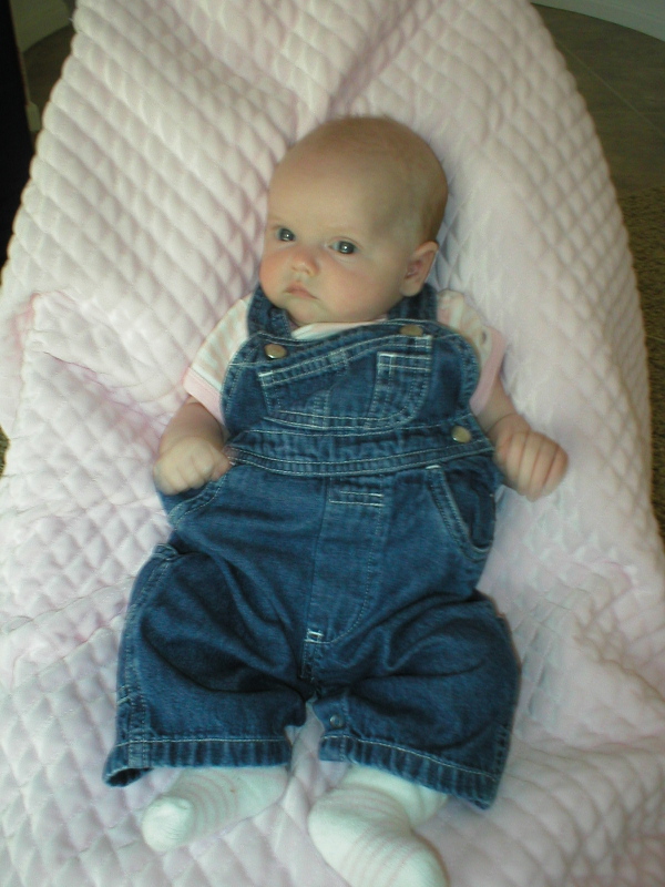One Month Old.... Look ma, my jeans fit.... kinda!
