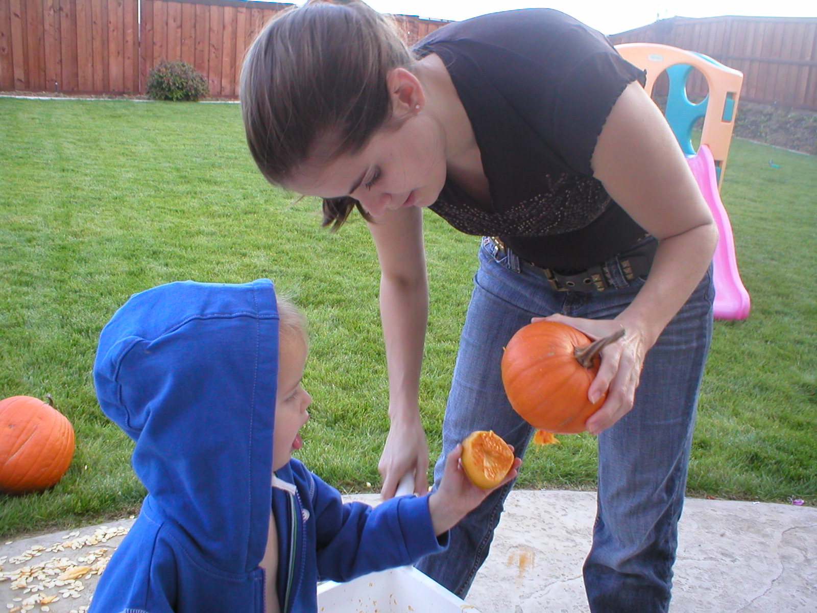Carving Kaylin's little pumpkin